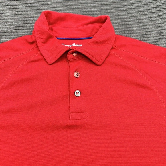 Tommy Bahama Polo Shirt Men Medium Red Polyester Short Sleeve Golf Golfing. - Picture 8 of 11